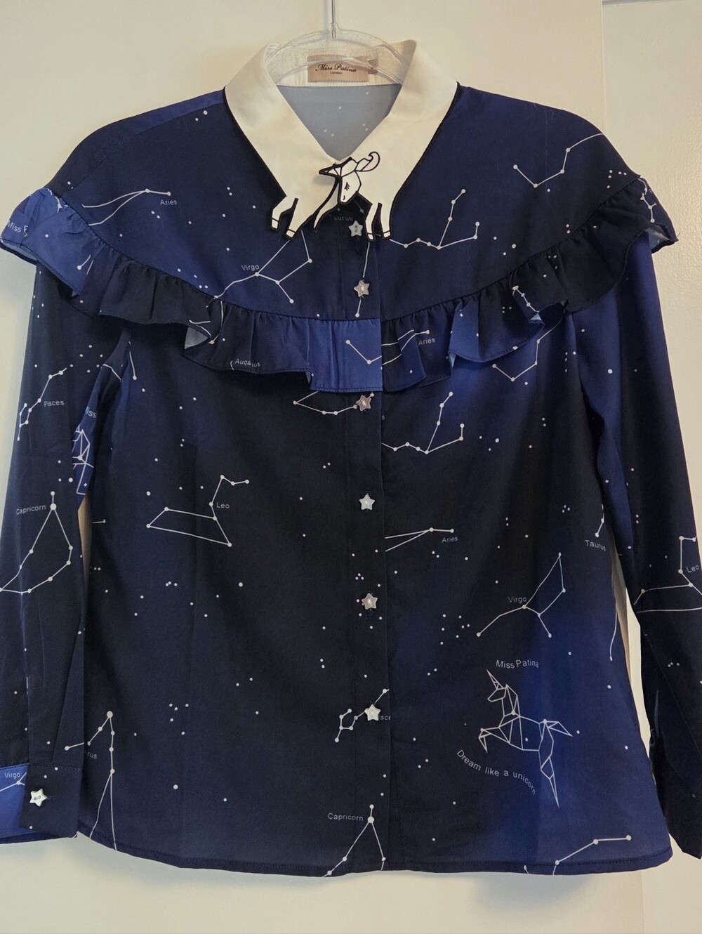 MISS PATINA Starry Night Button Front Shirt UK M/ US Size 6